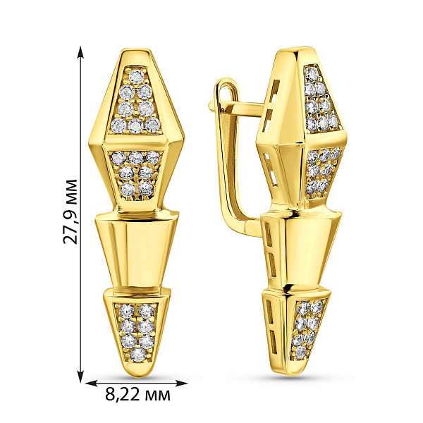 Серьги из желтого золота с фианитами (арт. 1091460ж) – изображение 4