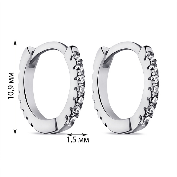 Серебряные серьги-кольца с фианитами (арт. 7502/9616/10) – изображение 2