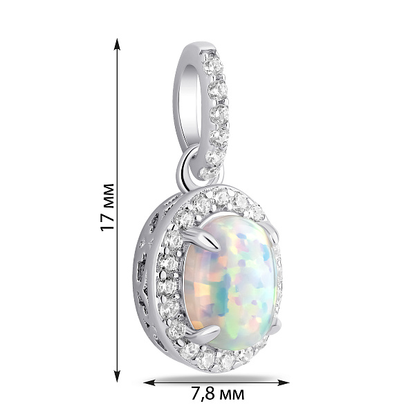 Серебряная подвеска с опалом и фианитами (арт. 7503/4643Поб) – изображение 2