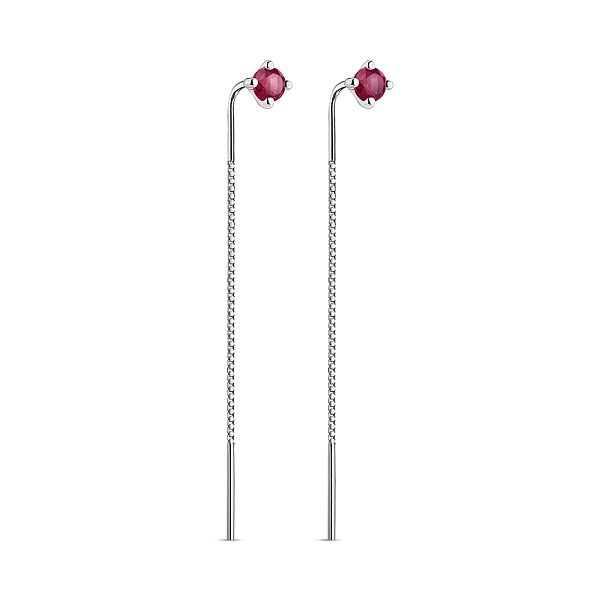 Серебряные сережки-протяжки с рубином (арт. 7502/2167501Р) – изображение 1
