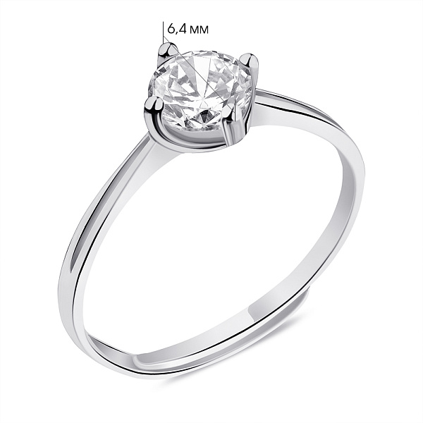 Серебряное безразмерное кольцо с фианитом (арт. 7501/6241) – изображение 2