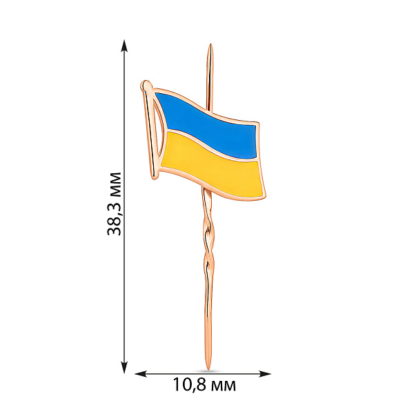 Золотой значок-шпилька Фалаг Украины с эмалью (арт. 360145есж) – изображение 3