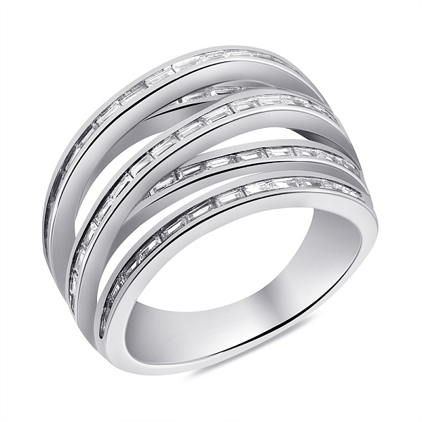 Серебряное широкое кольцо с фианитами (арт. 7501/6821) – изображение 1
