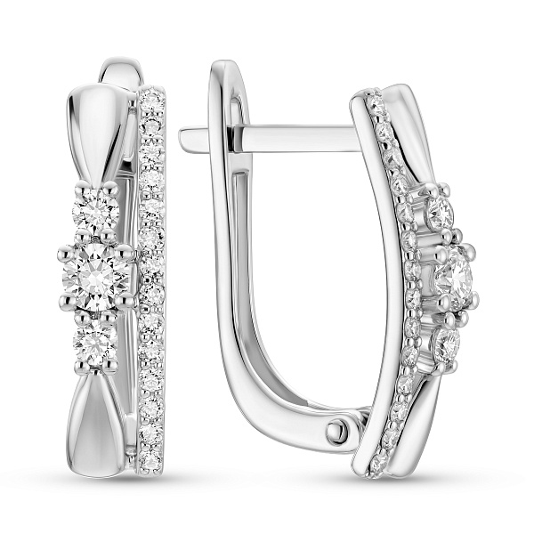 Серьги из белого золота с бриллиантами (арт. С011487030б) – изображение 1