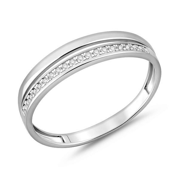 Кольцо из белого золота с дорожкой из фианитов (арт. 141095б) – изображение 1
