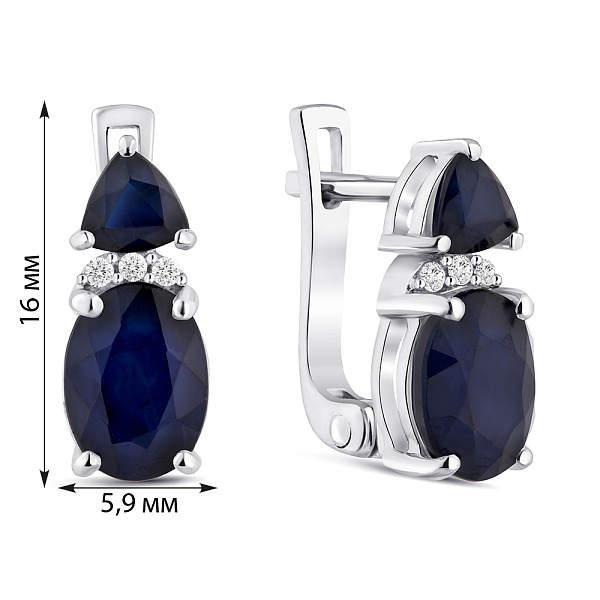Серебряные серьги с сапфирами (арт. 7502/2098393Спс) – изображение 2