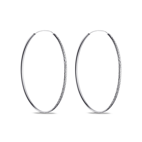 Серьги-кольца из серебра без камней (арт. 7502/4366/65) – изображение 1