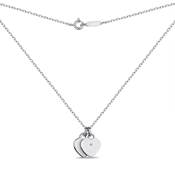 Серебряное колье Сердце с фианитом (арт. 7507/1585) – изображение 2