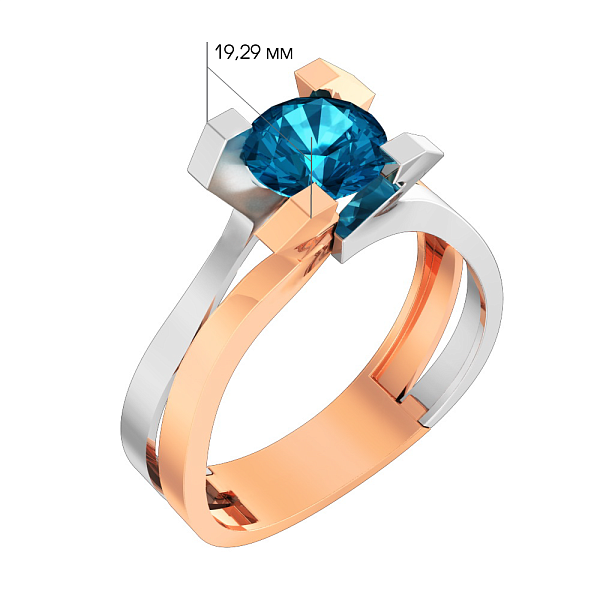 Золотое кольцо с топазом Blue Ocean (арт. 140751Пл) – изображение 3