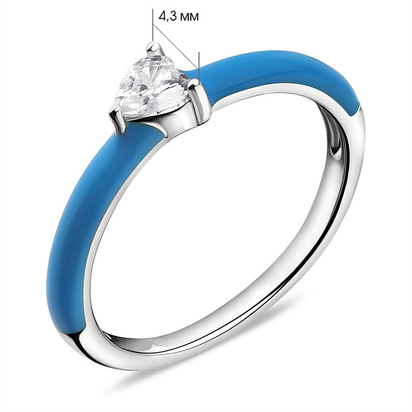 Серебряное кольцо с эмалью и фианитом (арт. 7501/5737ег) – изображение 2