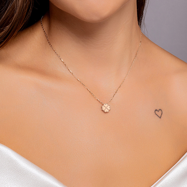 Золотое колье Клевер без камней (арт. 352999) – изображение 3