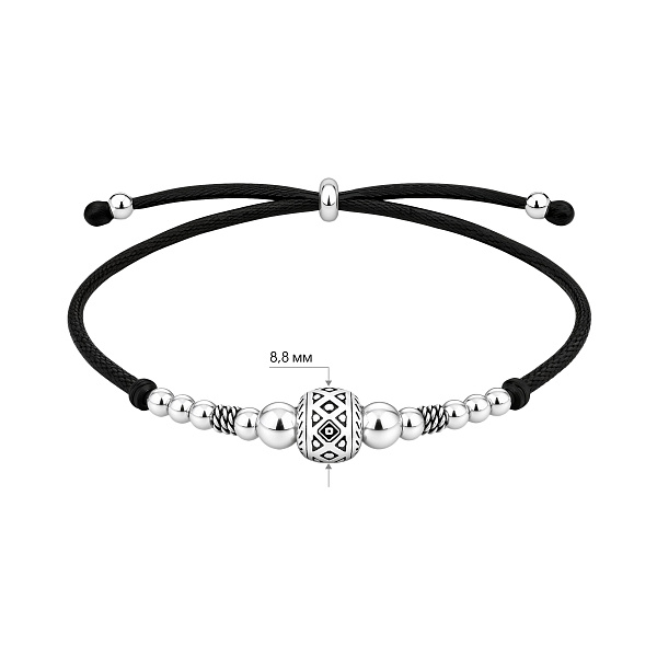 Серебряный браслет с шелковой нитью (арт. 7309/5345ч) – изображение 2