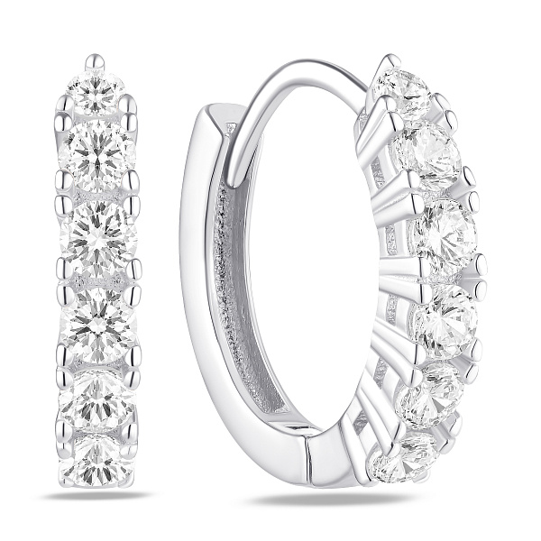 Серебряные серьги-кольца с фианитами (арт. 7502/10217/15) – изображение 1