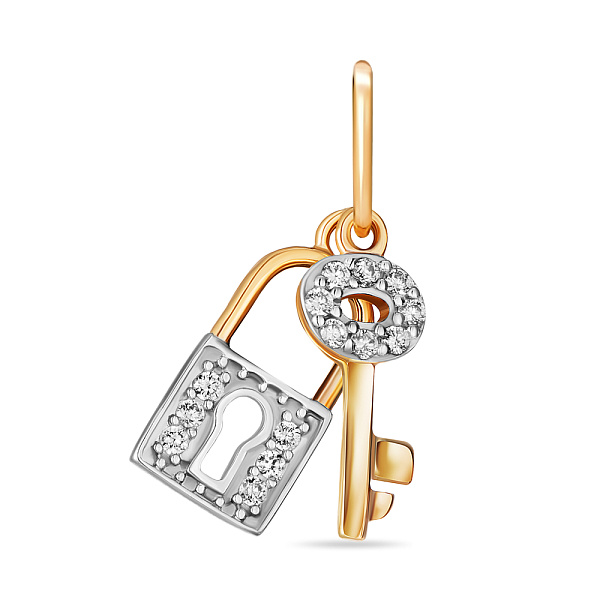 Кулон золотой Ключик с замочком с фианитами (арт. 422400) – изображение 1