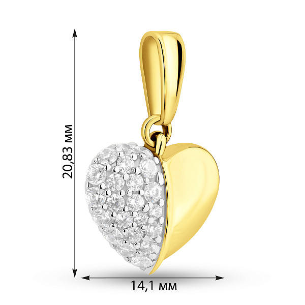 Золотая подвеска Сердечко с фианитами (арт. 440332ж) – изображение 3