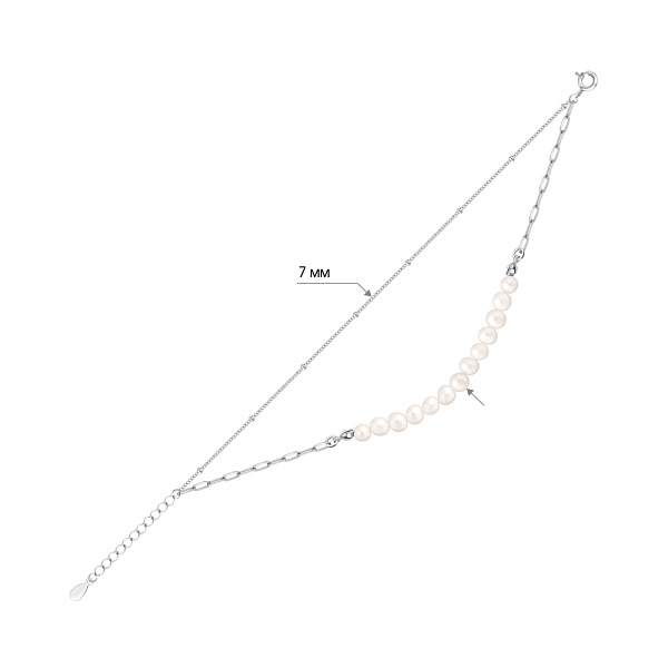 Серебряный браслет с жемчугом (арт. 7509/2109464жб) – изображение 2