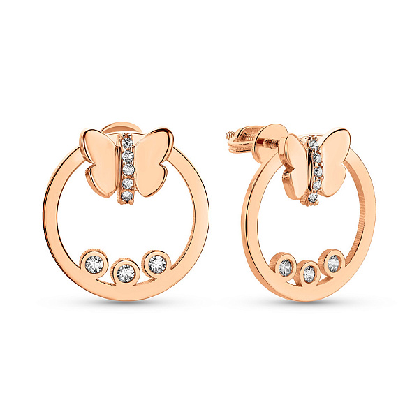 Серьги из красного золота "Бабочки" (арт. 109457) – изображение 1