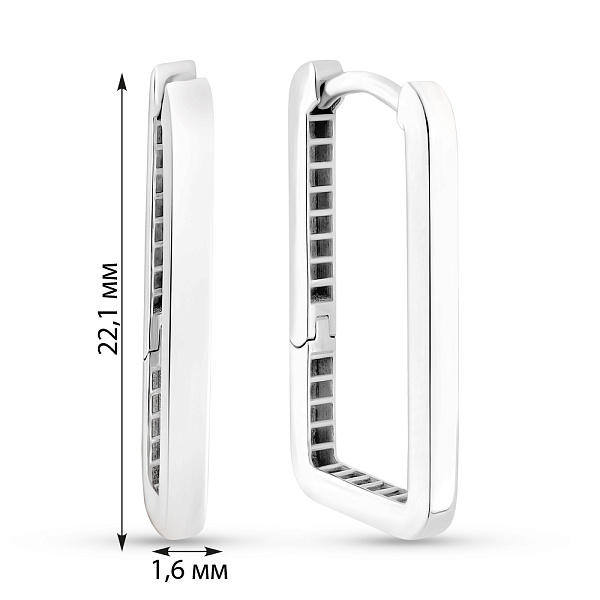 Серьги из белого золота без камней (арт. 1091311/20б) – изображение 2