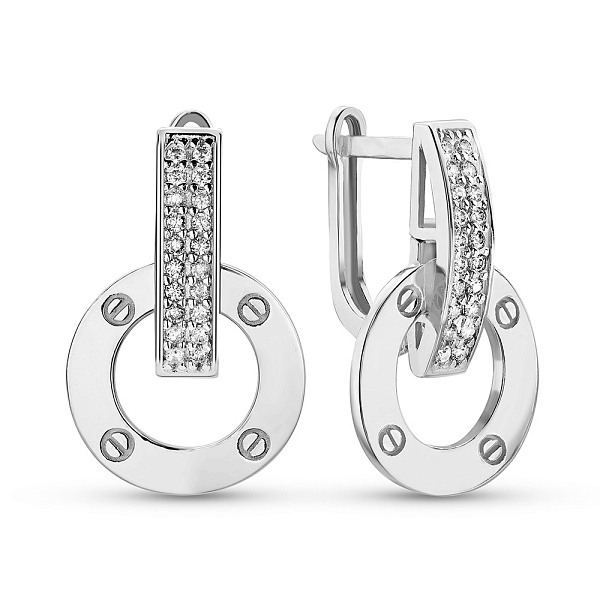 Серьги из белого золота с фианитами (арт. 1091347б) – изображение 1