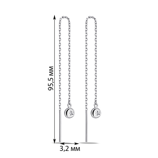 Серебряные серьги-протяжки с фианитами (арт. 7502/4988) – изображение 2