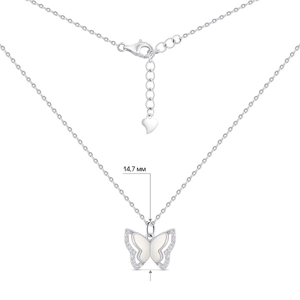 Серебряное колье Бабочка с перламутром (арт. 7507/2382п) – изображение 3