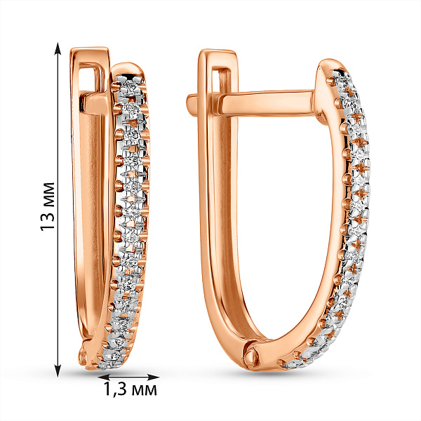 Серьги из красного золота с бриллиантами (арт. С011241010) – изображение 3