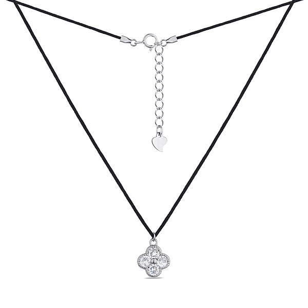 Серебряное колье с шелковым шнурком (арт. 7307/КЛ2Ф/902) – изображение 2