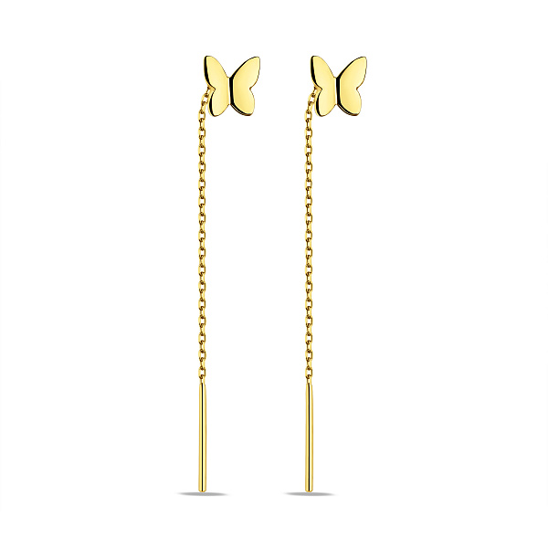 Серебряные серьги-протяжки бабочка (арт. 7502/9573ж) – изображение 1