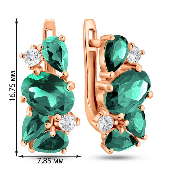 Золотые серьги с кварцем и фианитами (арт. 111256Пз) – изображение 4
