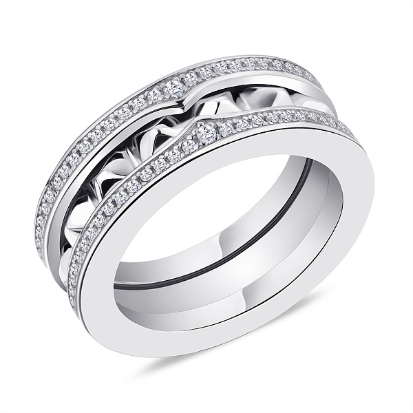 Серебряное кольцо с дорожками из фианитов (арт. 7501/5649) – изображение 1