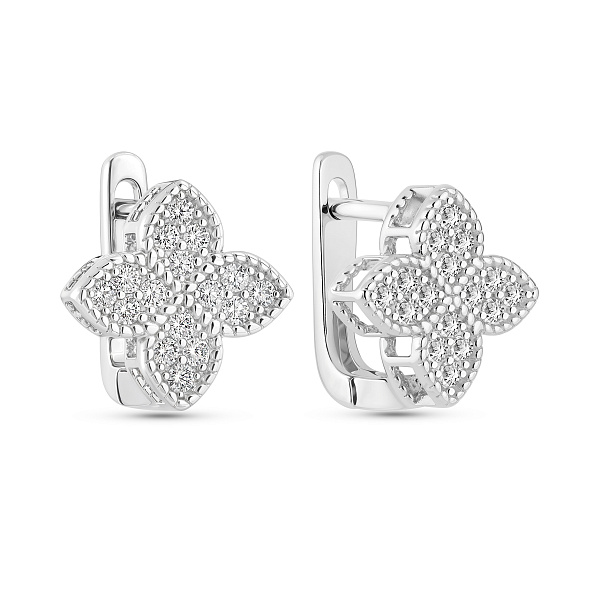 Серебряные серьги Цветок с фианитами (арт. 7502/10108/10) – изображение 1
