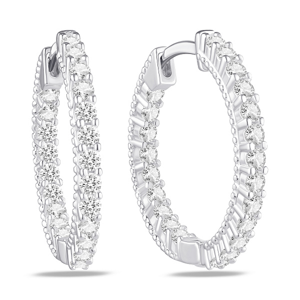 Серебряные серьги-кольца с фианитами (арт. 7502/10434/20) – изображение 1