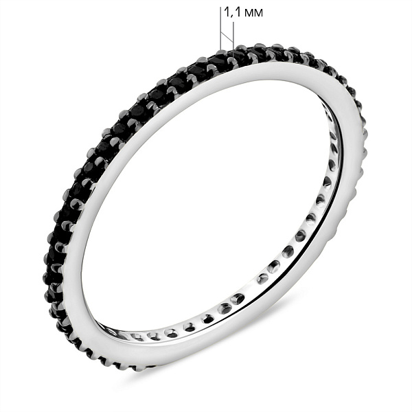Серебряное кольцо с черными фианитами (арт. 7501/5616/1ч) – изображение 2