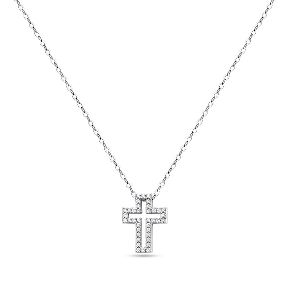 Серебряное колье с подвеской крестик с фианитами (арт. 7507/2438) – изображение 1