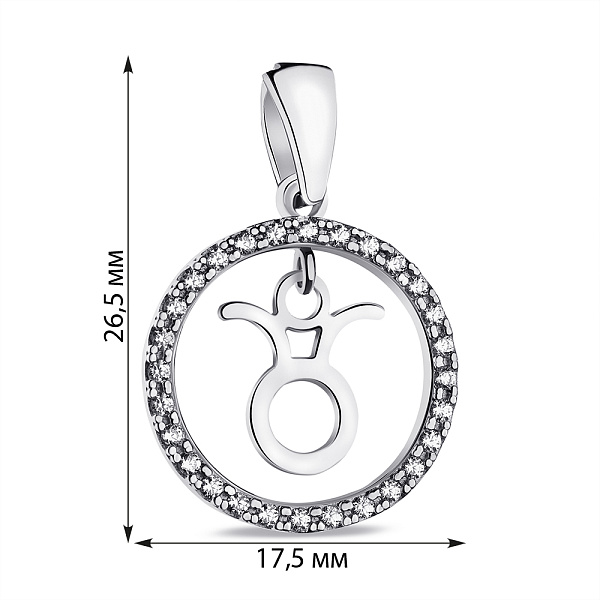 Серебряный подвес Телец (арт. 7503/А054тлпю) – изображение 2