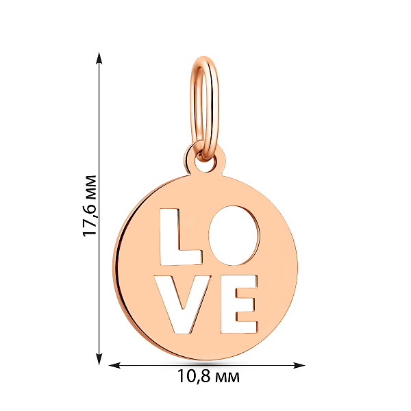 Подвес Love из красного золота (арт. 440702) – изображение 3