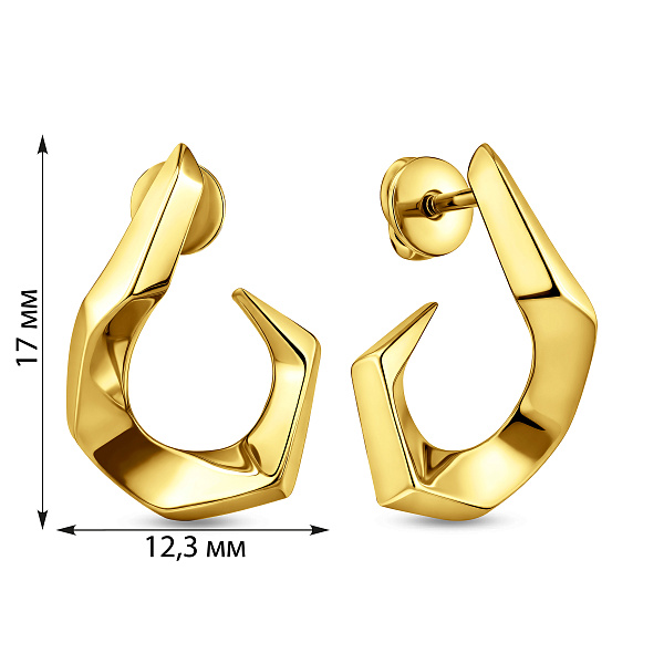 Серьги из желтого золота без камней (арт. 110010ж) – изображение 4