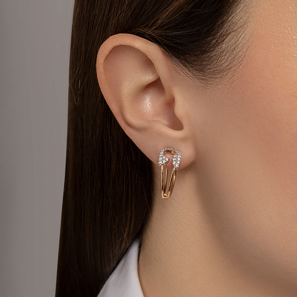 Серьги из красного золота Булавки с фианитами (арт. 114600) – изображение 3