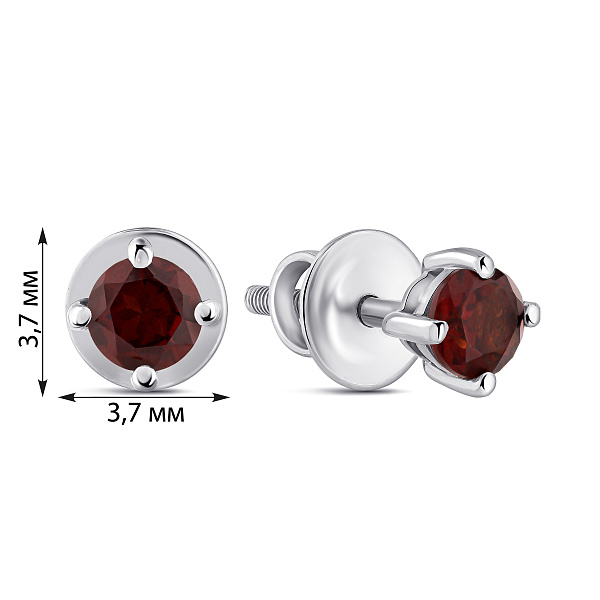 Серебряные серьги-пусеты с гранатом (арт. 7518/2193593Г) – изображение 2