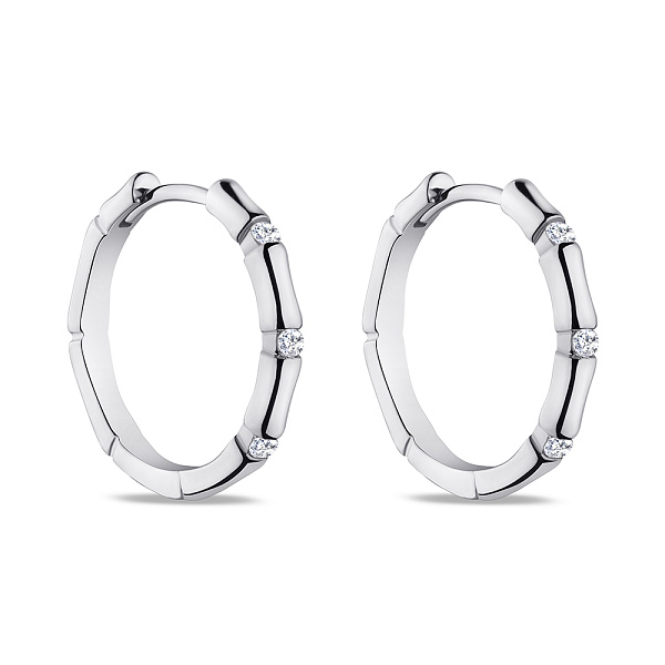 Серьги-кольца из серебра с фианитами (арт. 7502/4649/20) – изображение 1