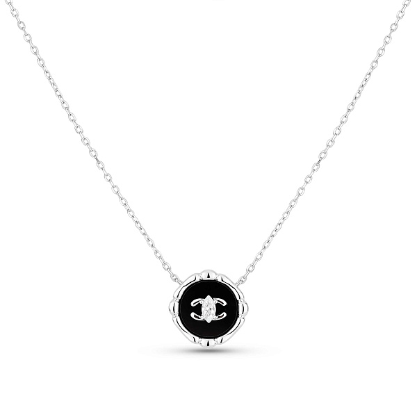 Серебряное колье с ониксом и фианитом (арт. 7507/2405о) – изображение 1