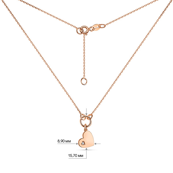 Колье "Сердце" из красного золота с одним фианитом (арт. 352197) – изображение 4