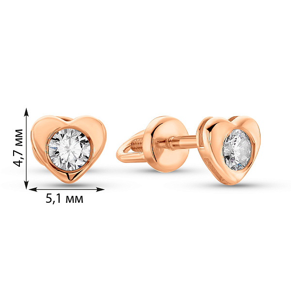 Золотые серьги пусеты Сердце (арт. 2106851101) – изображение 2