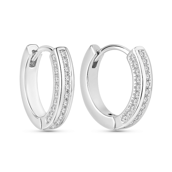 Серебряные серьги-конго с фианитами (арт. 7502/10506/15) – изображение 1