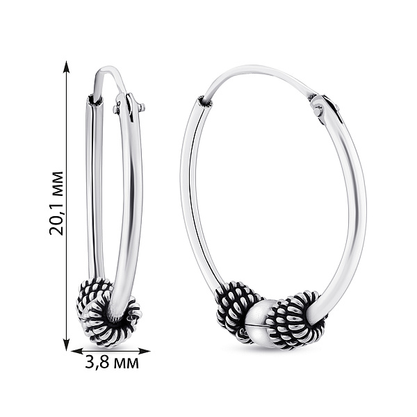 Серебряные серьги-кольца без камней (арт. 7902/С5/317) – изображение 2
