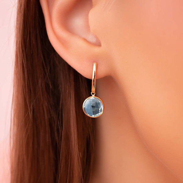 Золотые серьги с подвесками из кварца (арт. 106328Пкг) – изображение 2