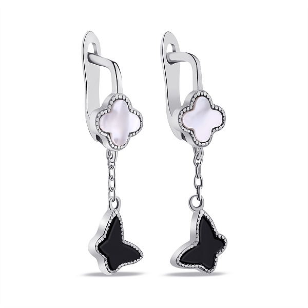 Серьги из серебра Бабочка с ониксом (арт. 7502/СК2ПО/192) – изображение 1