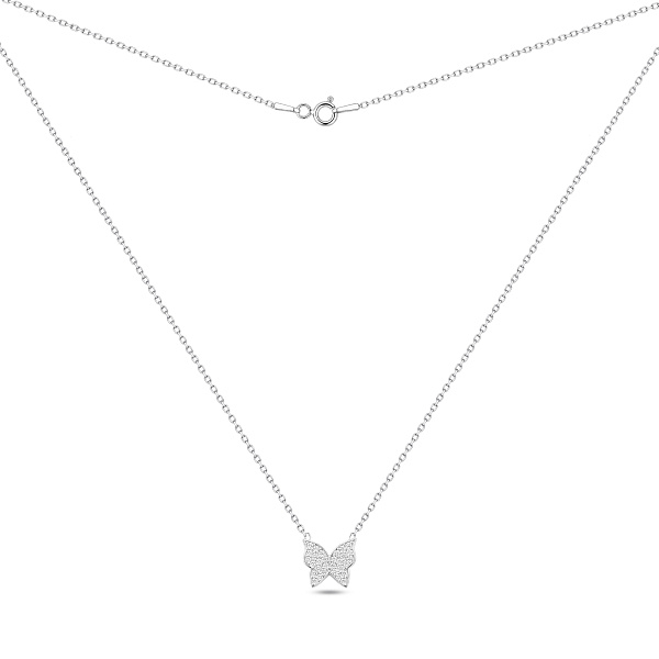 Серебряное колье с подвеской бабочка с фианитами (арт. 7507/2554) – изображение 2