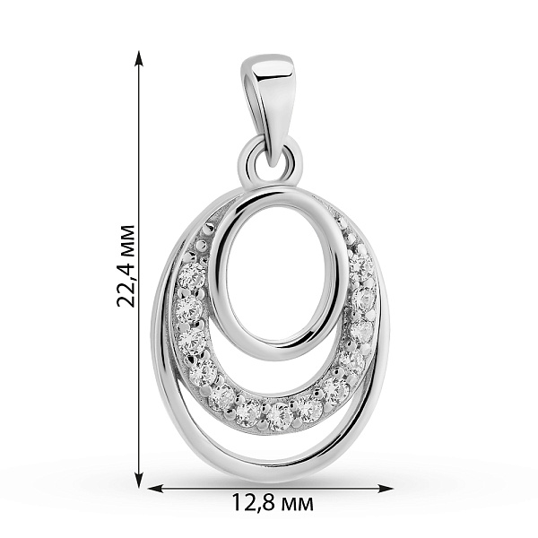 Серебряный кулон с дорожкой из фианитов (арт. 7503/4386) – изображение 2