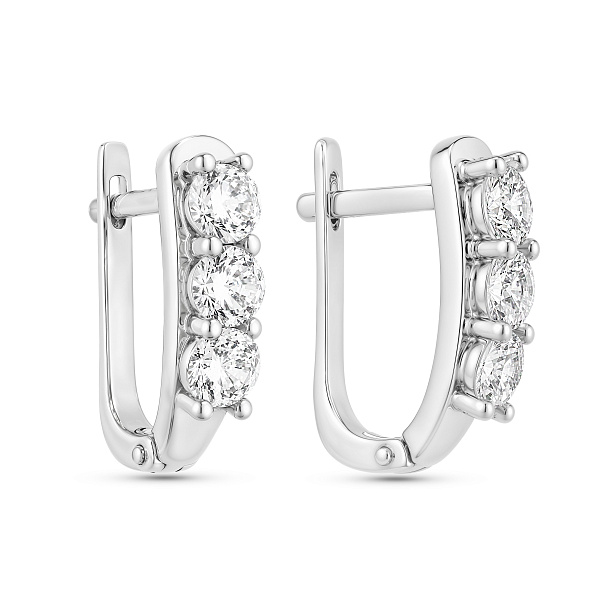 Сережки из белого золота с фианитами (арт. 117700б) – изображение 1